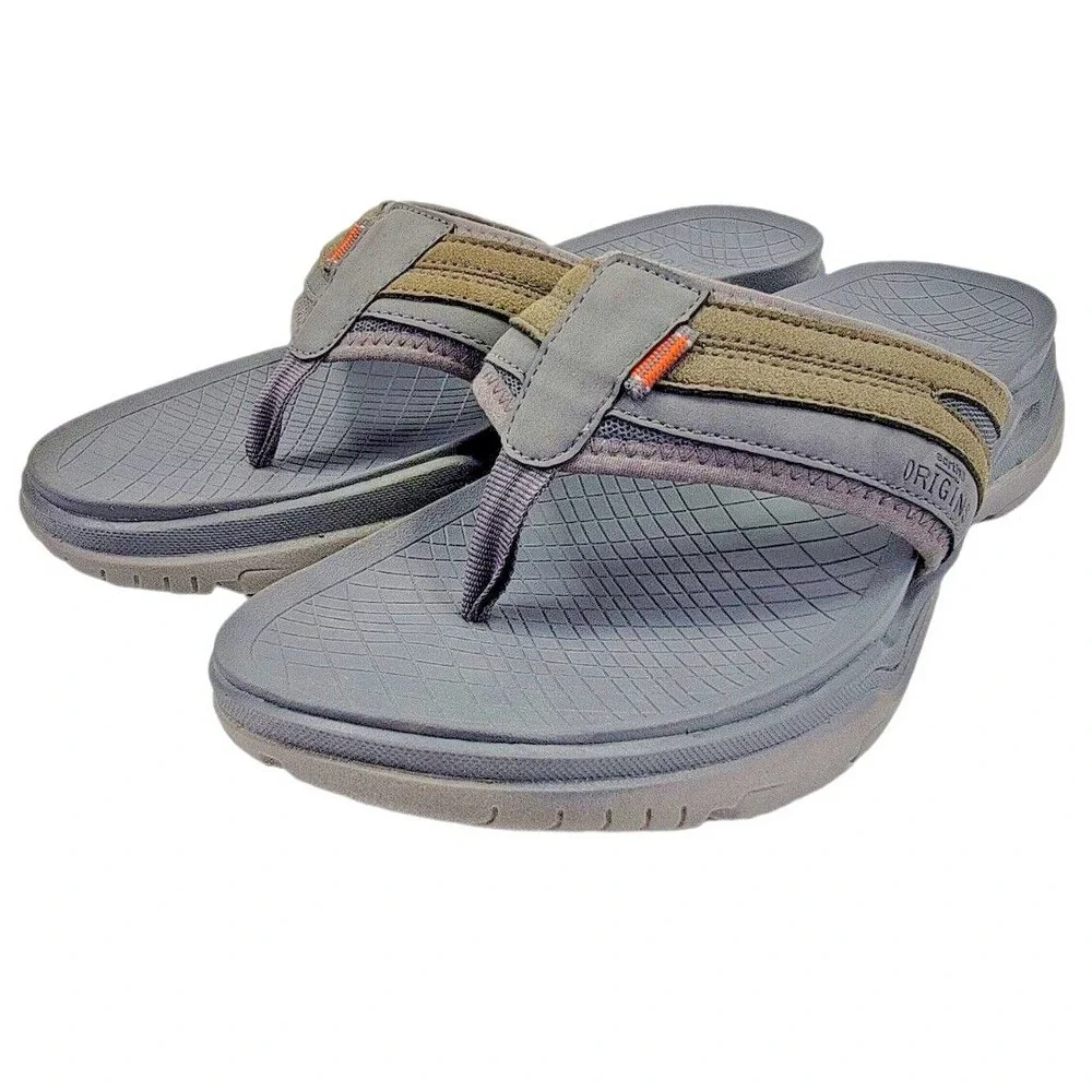 Earth Origins Boyd Men's Gray Brown Sport Comfort Sandals Flip Flop Thong Sz 8 M